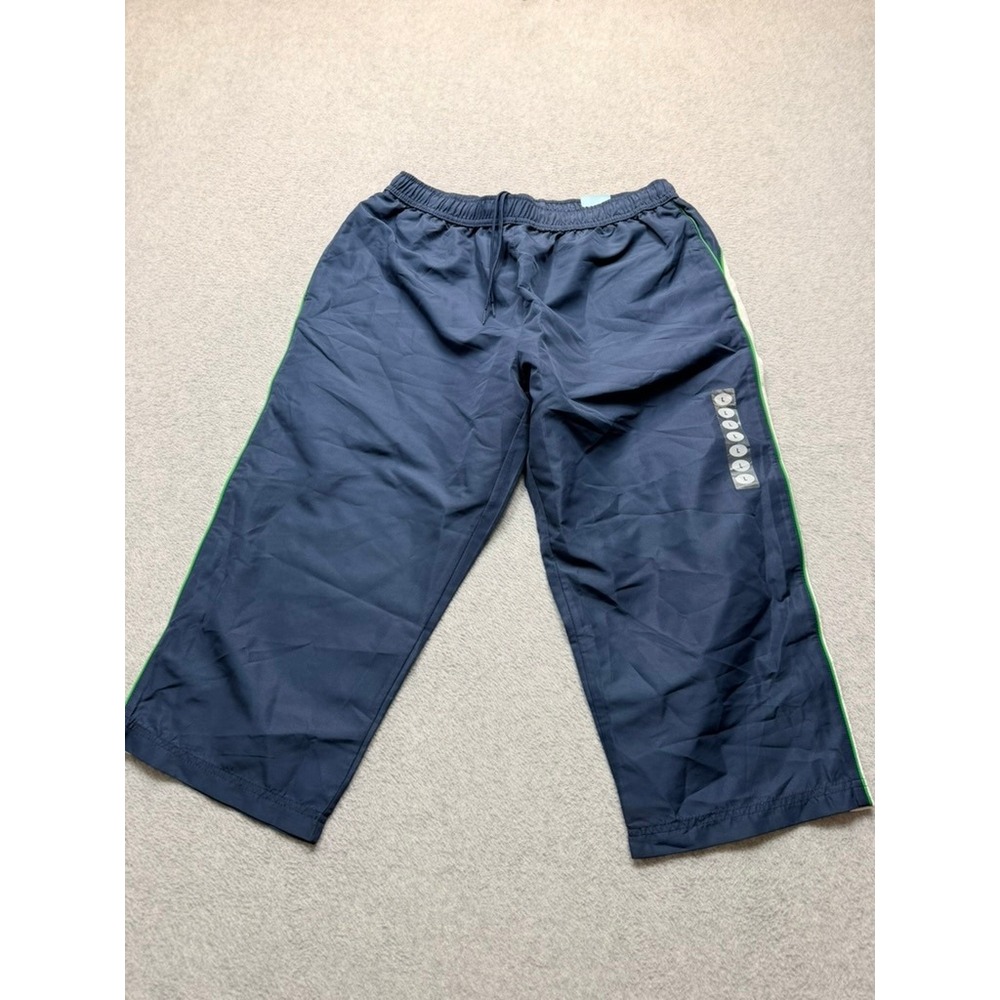 BCG Womens Navy Blue Side Stripe Capri Track Pants NWT Size L